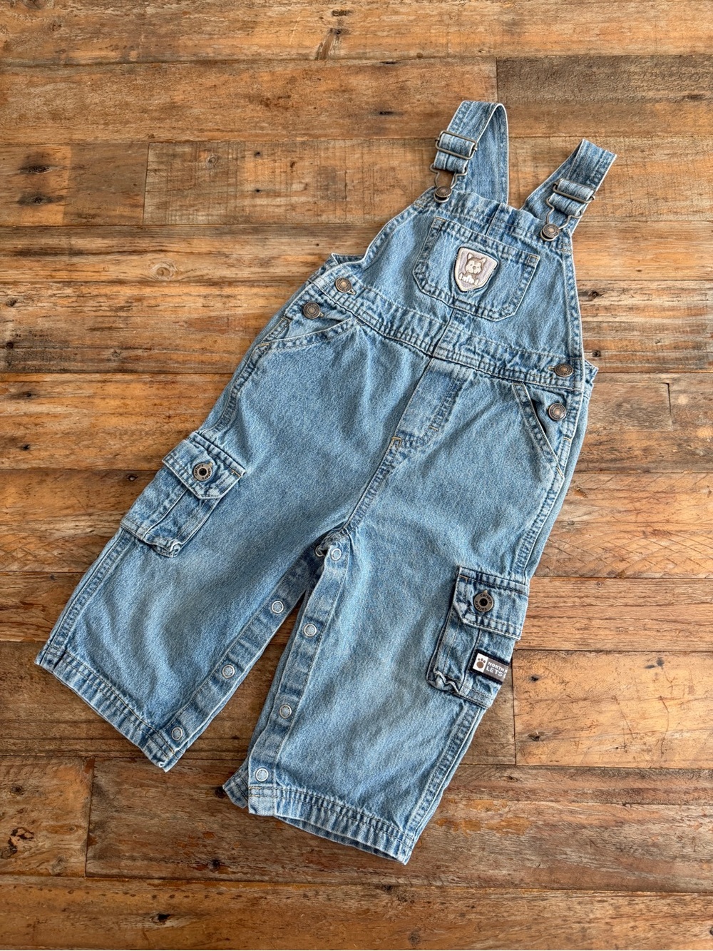 Carter's Vintage Light Wash Denim Kids Overalls with Pockets